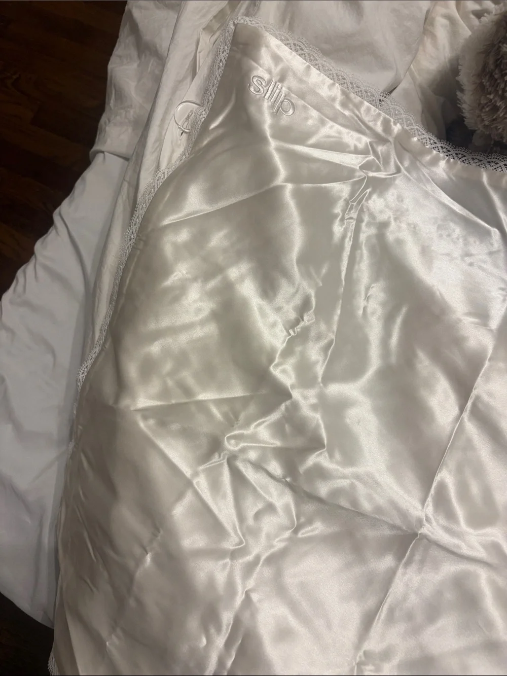 Slip Silk Pillowcase with Lace Trim NWOT